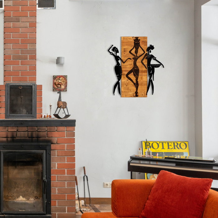 Wallity Afrikan Escultura de Pared Negro y Nogal Wallity Afrikan Escultura de Pared Negro y Nogal